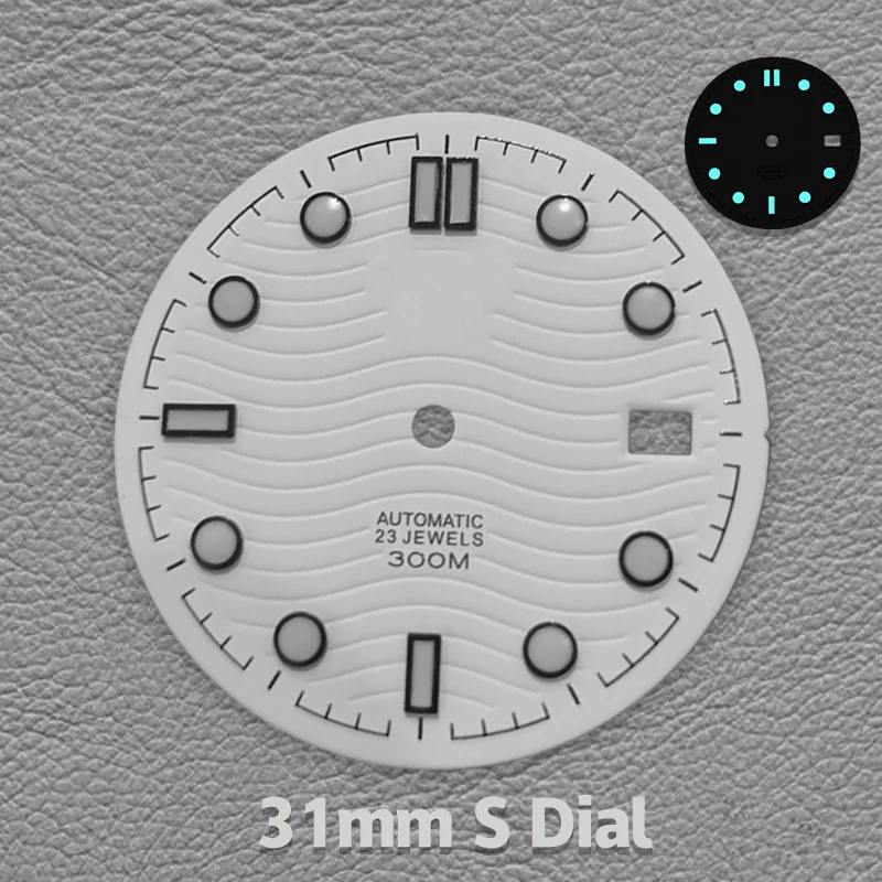 

31mm Dial NH35 Dial S dial , Suitable for NH35/NH36 Movement, Blue-Green Luminous, Watch Modification Accessory