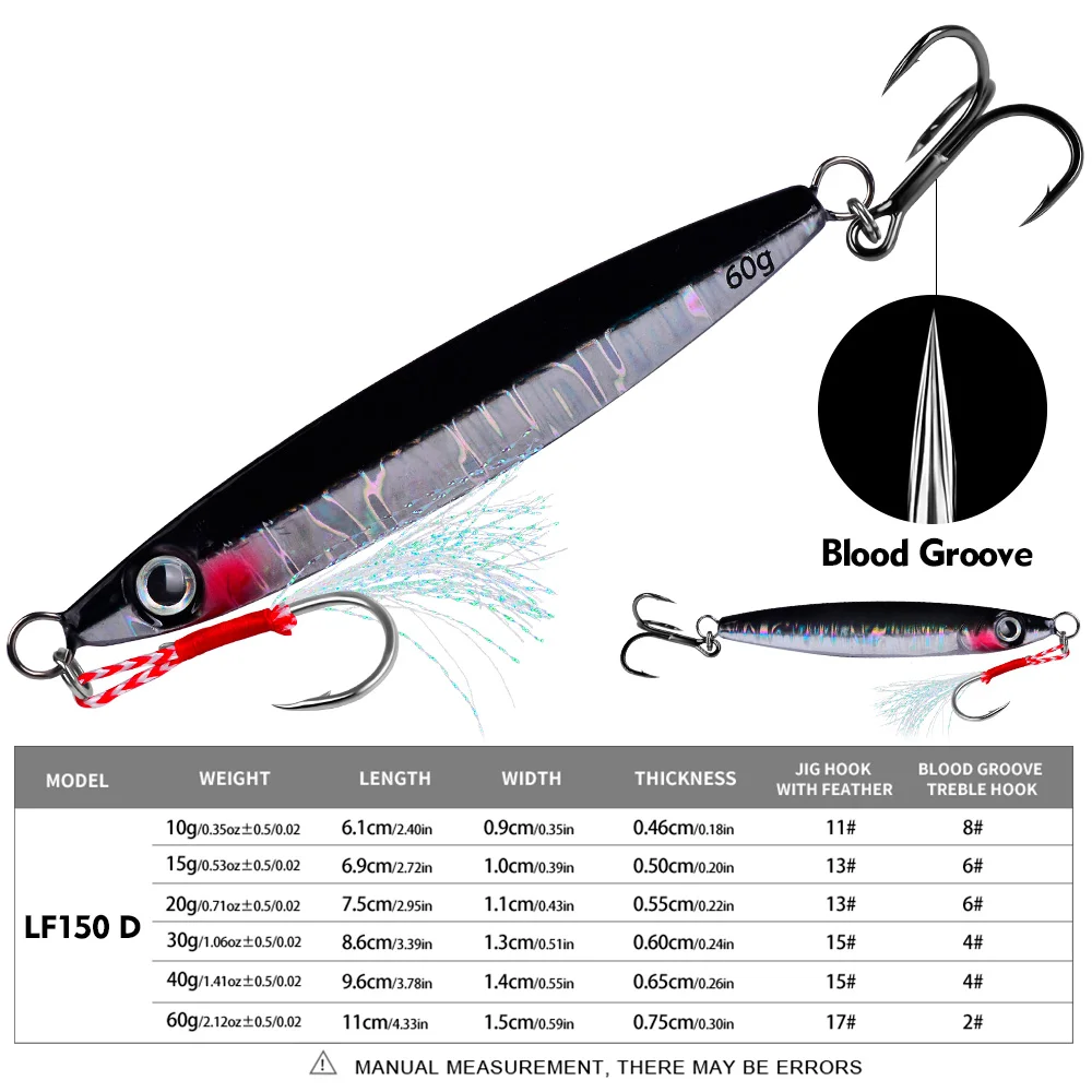 PROBEROS 1 Stück Metall-Jig, 10 g, 15 g, 20 g, 30 g, 40 g, 60 g, langlebiger bionischer Hartköder mit realistischem Design – perfektes Meeresangelzubehör