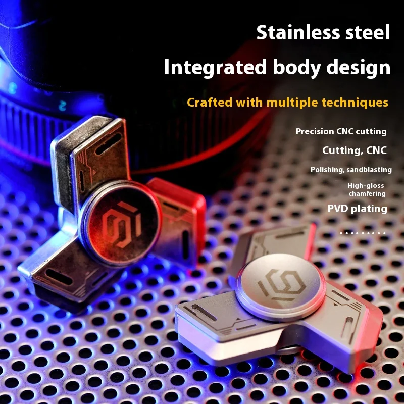 Giocattolo da scrivania EDC in metallo retrò Fidget Spinner in acciaio inossidabile di alta qualità per adulti Gadget per alleviare lo stress e l'ansia di fascia alta