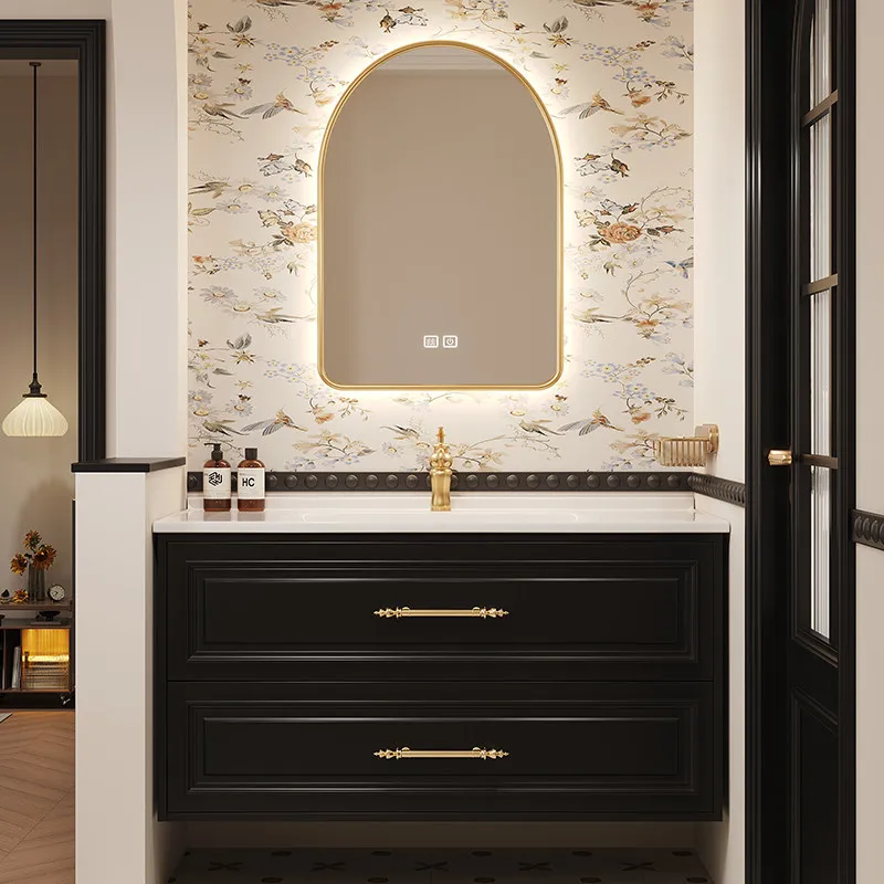 

Узкие комбинированные шкафы для ванной комнаты, туалетные тумбы с раковиной, домашние косметические шкафчики для ванной, ретро-мебель из дерева, Badkamerkast MH40YSG