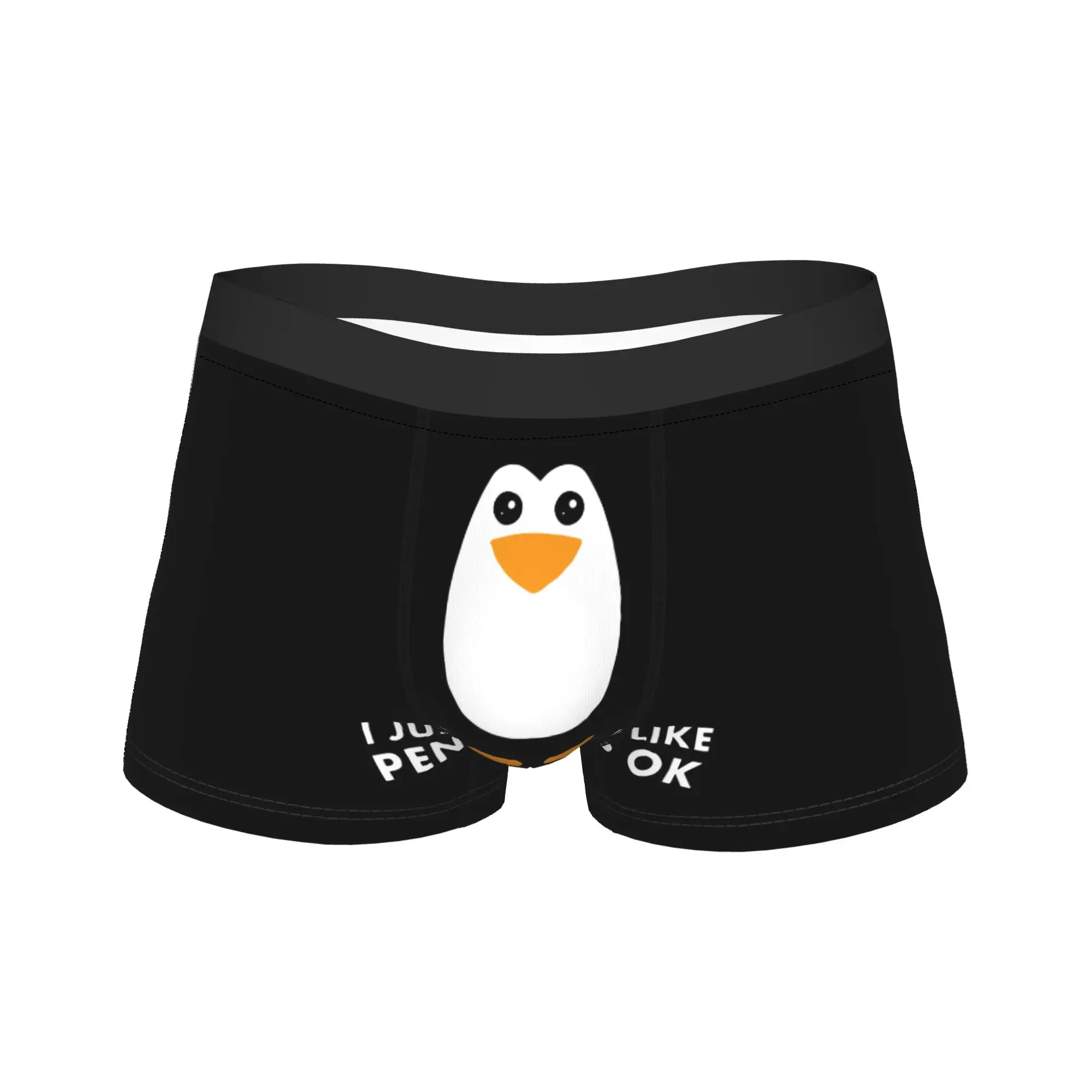 I Just Really Like Penguins OK Men Underwear Penguin Cartoon Animal Boxer Briefs Shorts Panties Humor Soft Underpants for Homme