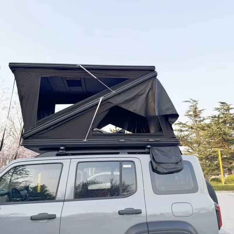 DrunkenXp 132cm Width Z Shape Aluminum Shell FULL LED Lights 320G Canvas PU Coating Fabric Camping Car Roof Top Tent