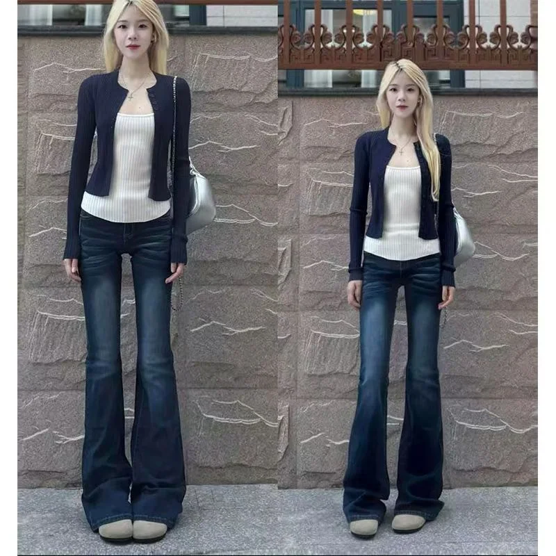 Bootcut Jeans Korean Women Design Handmade Standard Regular Tall Short Large Small Medium Petite Stone Clean Leisure Formal Vibe