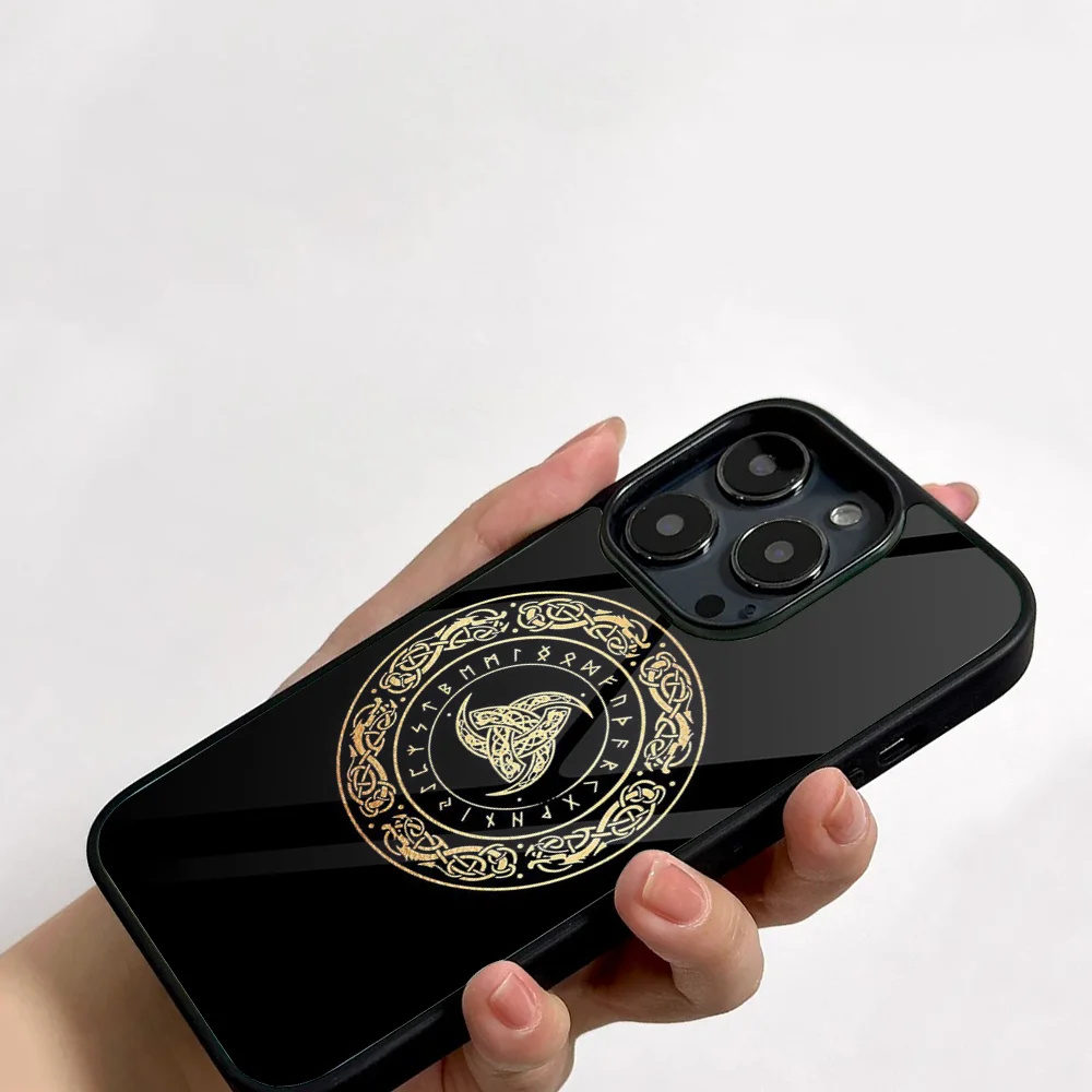 Viking Vegviir Odin Nordic Phone Case For IPhone 11 12 13 14 15 16 Plus Pro Max Mirror Acrylic PC TPU Cover