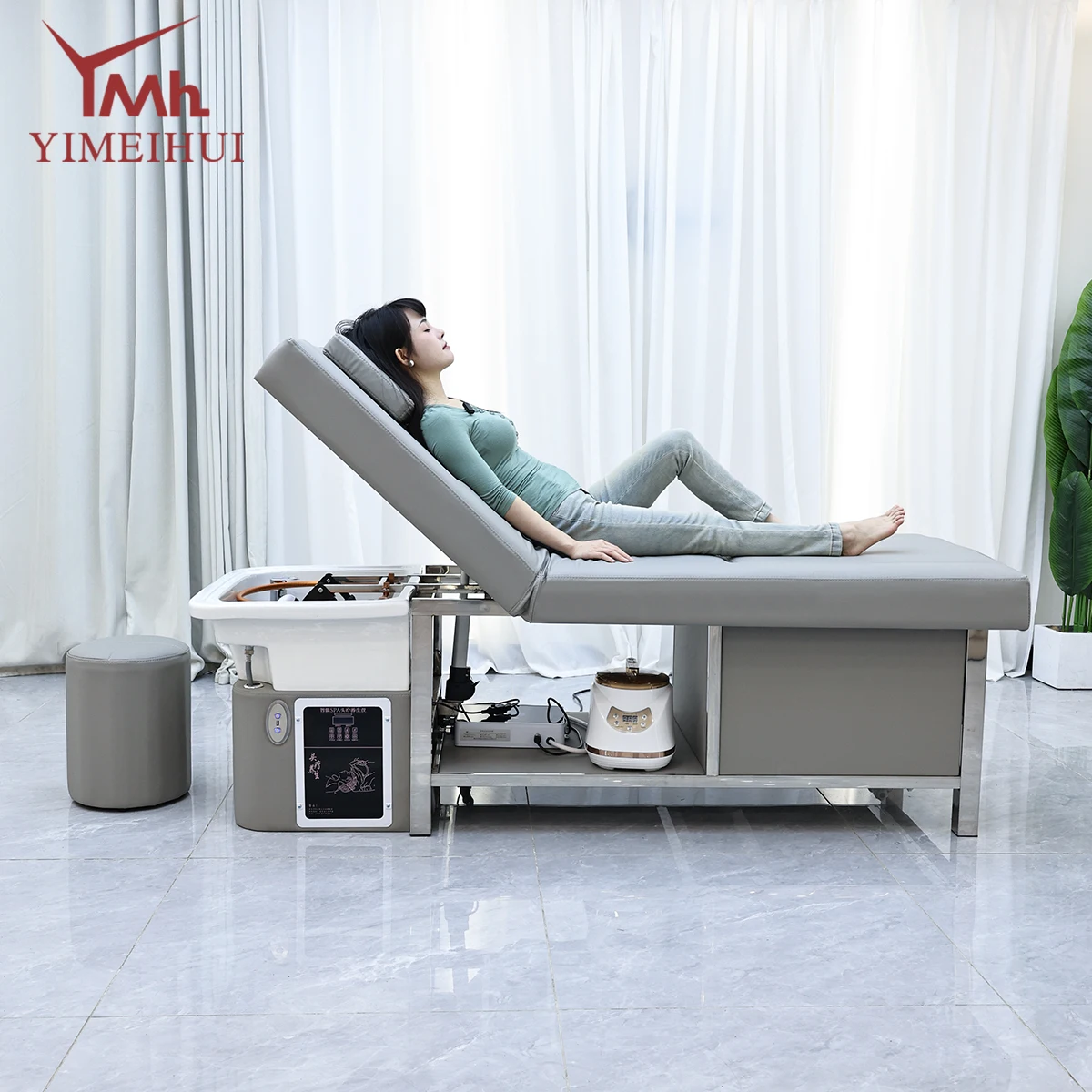 

Head Massage Hair Washing Bed Electric Lift Water Circulation Fumigation Beauty Salon Foot Massage Bed