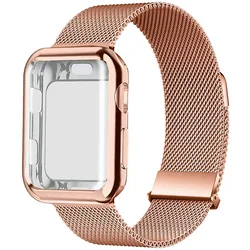 Case+Milanese Loop For Apple Watch Band 44mm 45mm 38mm-42mm-41mm 40mm Metal Magnetic bands iwatch Series 9 8 7 6 5 4 3 SE Strap