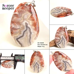 High Quality Pendentif Real Natural Mexico Agate Crazy Lace Stone Pendant Chains Necklace For Women's & Men Jewelry Making BQ289