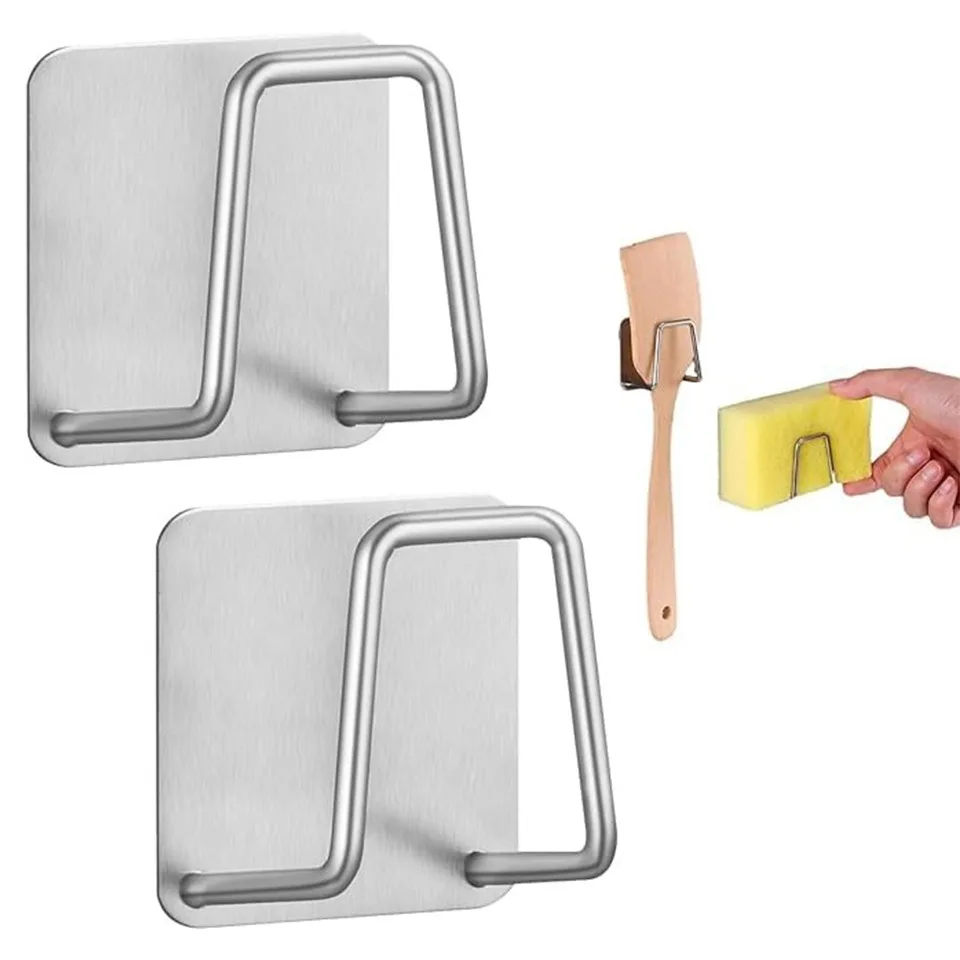 2/4PCS Kitchen Sink Sponge Holder Stainless Steel Self Adhesive Drain Rack Storage Organizer for Kitchen Cleaning