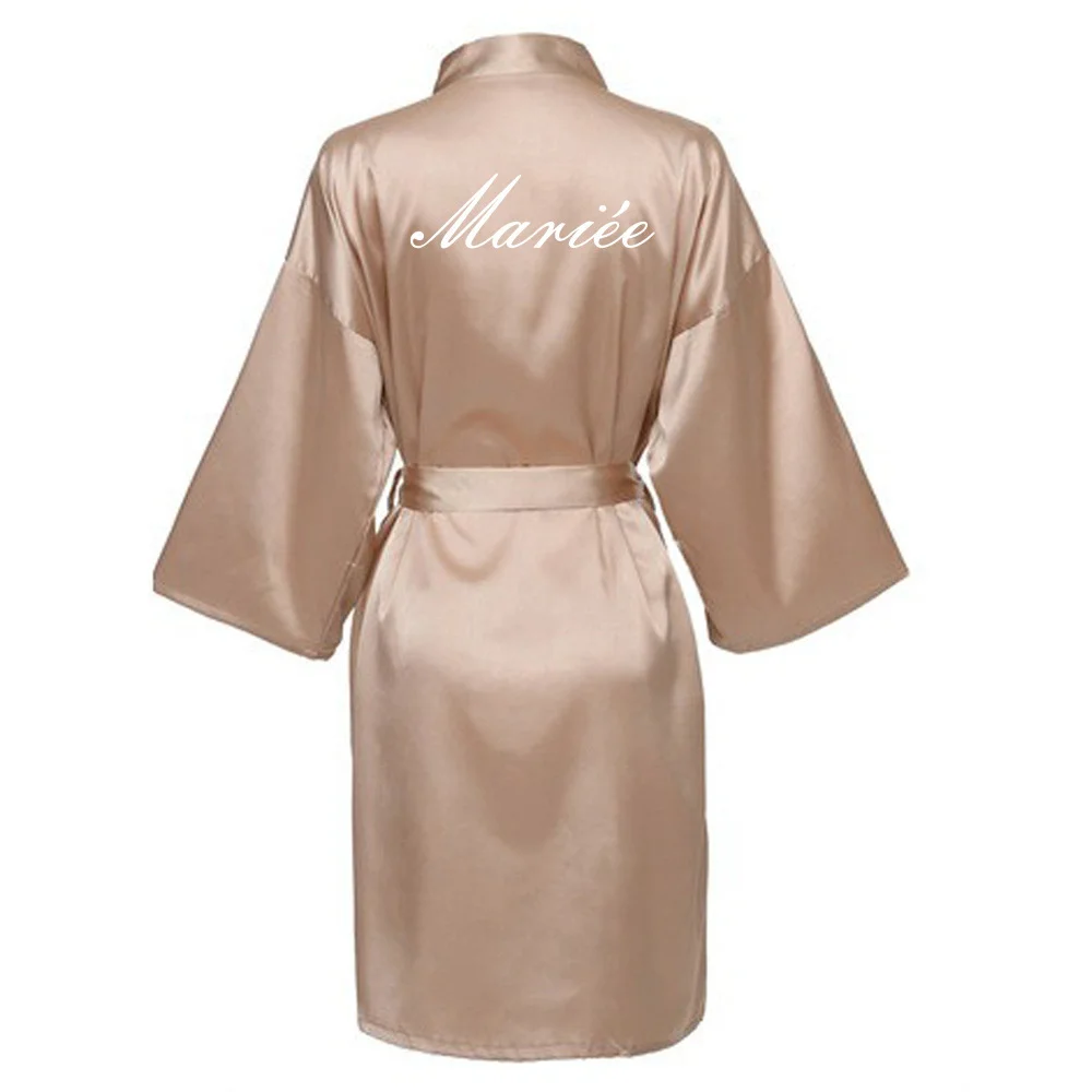 French Bride Bridesmaid Wedding Robe Kimono Bathrobe Gown Nightgown Casual Satin Short Women Sexy Nightwear Sleepwear SJYY07