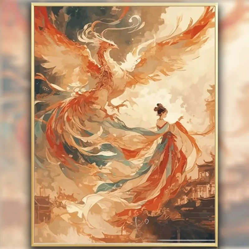 

Simple Cross Stitch Embroidery Phoenix Flying 2026 New Model Living Room Entrance DIY Handmade Small Piece Chinese Style