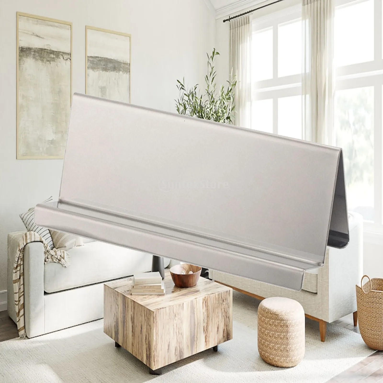 Double-Sided Display Rack with Retaining Edges Stable Stainless Steel Countertop Display Stand Sturdy Minimalist