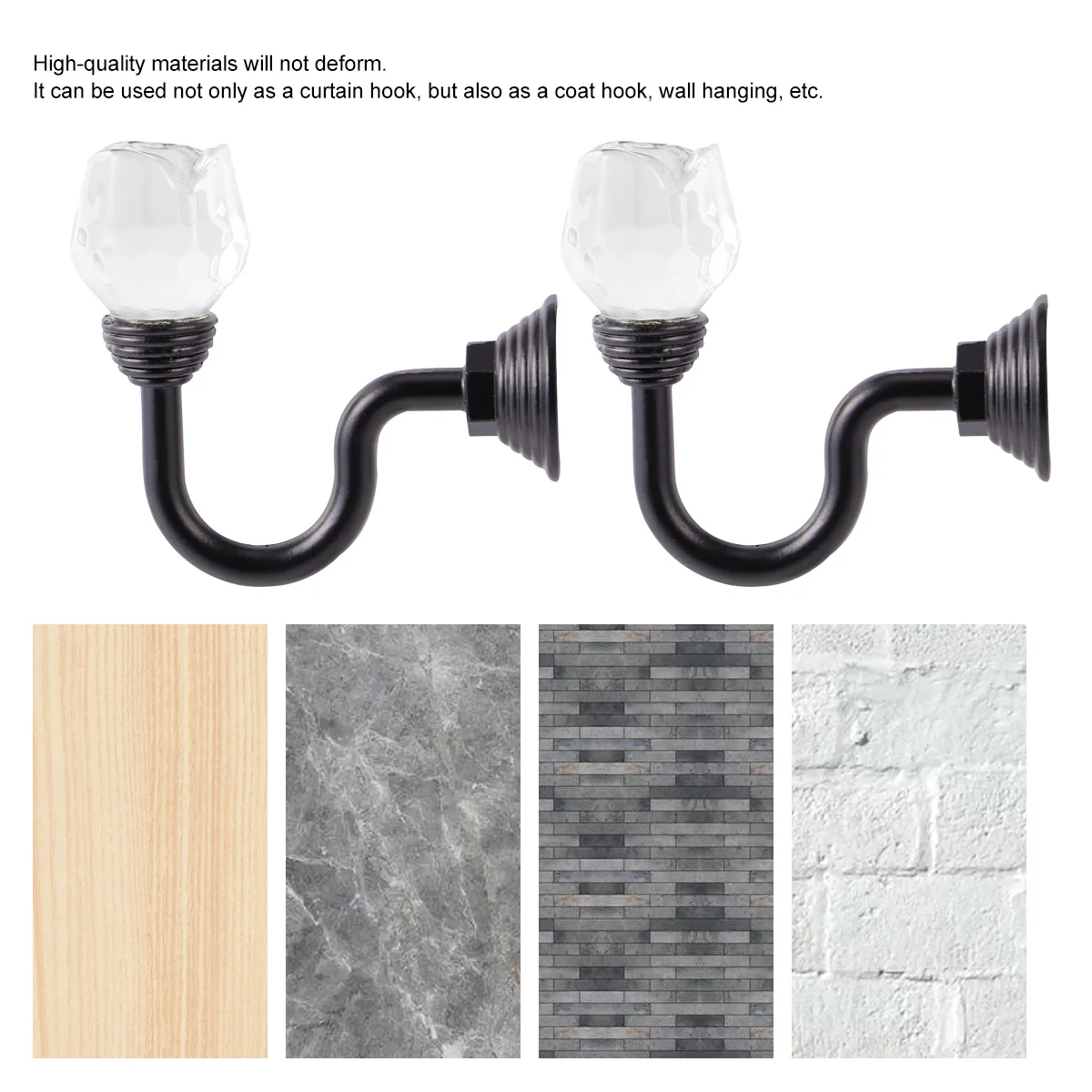 Crystal Curtain Tiebacks Hooks Aluminum Alloy Wall Mount Holdbacks For Living Room Bedroom Drapery Hardware Household U