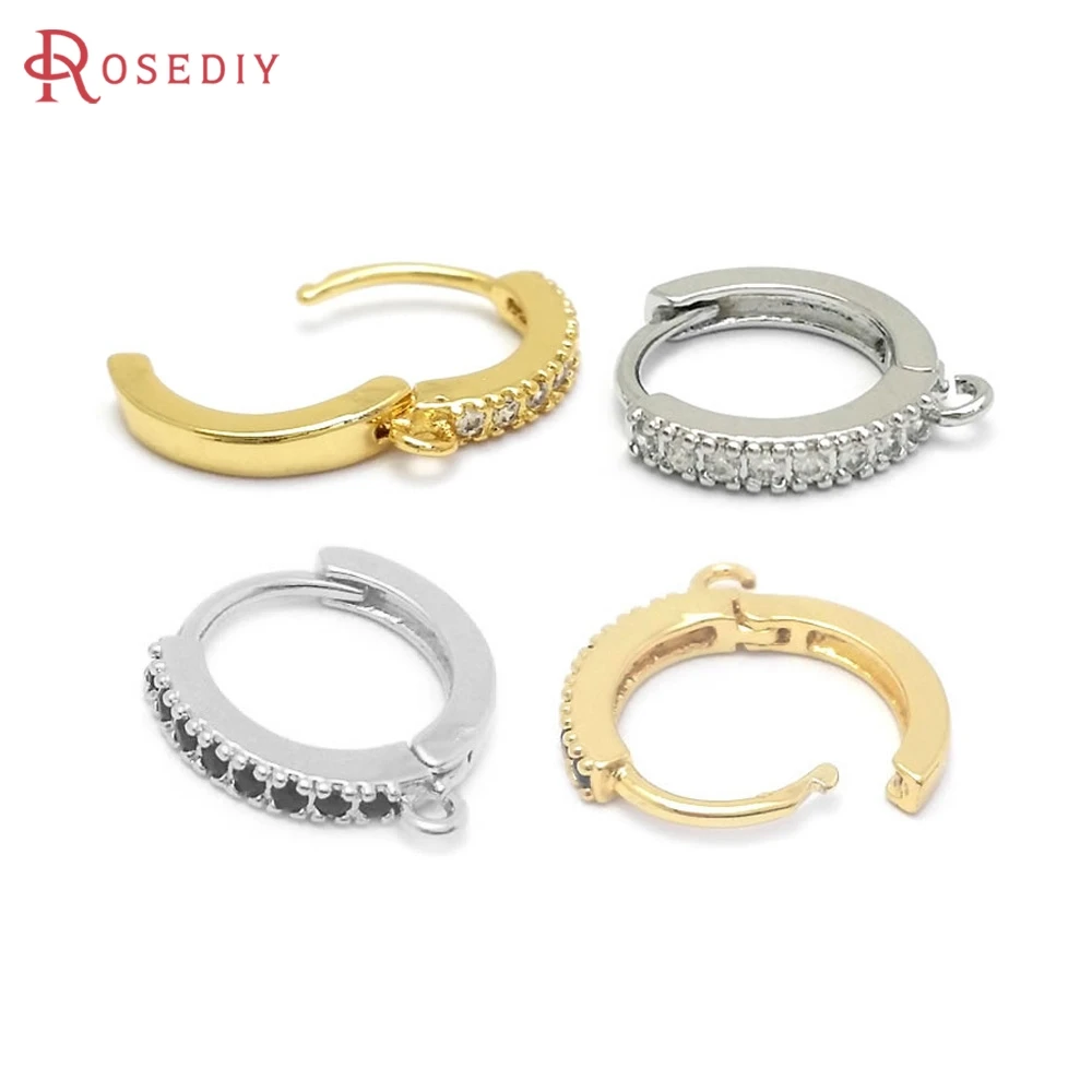 18K Gold Color Brass with Zircon Round Oval Shape Loop Earring Hooks High Quality Jewelry Making Supplies Findings Accessories