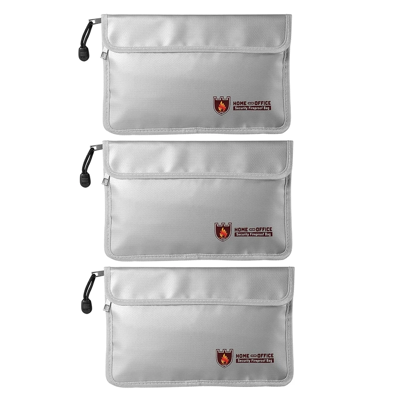 

3X Fireproof Document Bag,Waterproof And Fireproof Money Bag With Zipper,Fireproof Safe Storage Pouch For Passport Ect.