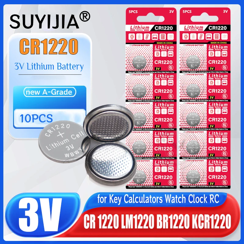 CR1220 3V Lithium Battery CR 1220 LM1220 BR1220 KCR1220 for Toy Watch Scale Calculator Car Remote Control Mouse Button Coin Cell