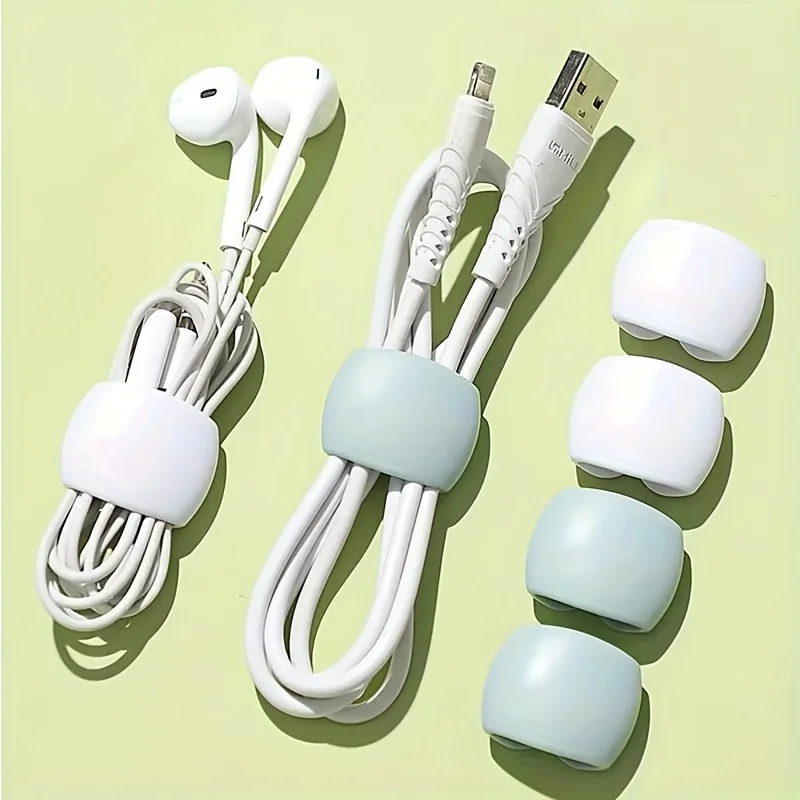 

6pcs Silicone Cable Organizers - Multifunctional Cord Wraps for Earphones & Charging, Easy Travel Management Clips