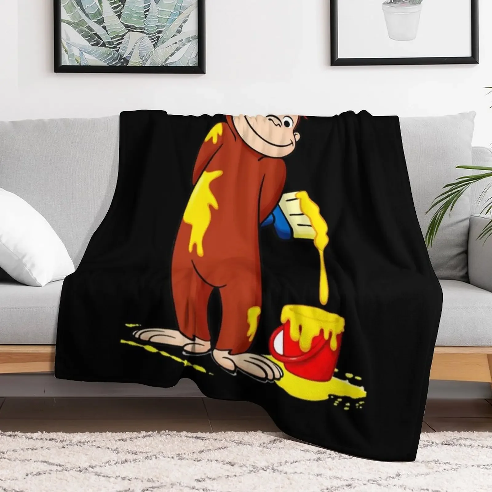 Curious George monkey with yellow Throw Blanket Soft Big Giant Sofa Decorative Sofa Blankets