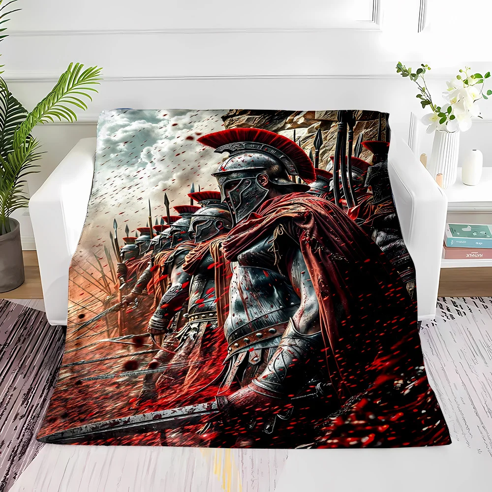 بطانية Spartan Warriors - رمي منزلي ناعم لديكور الغرفة، فكرة هدية فريدة، تصميم مشهد المعركة القديمة، عمل فني ملحمي #1