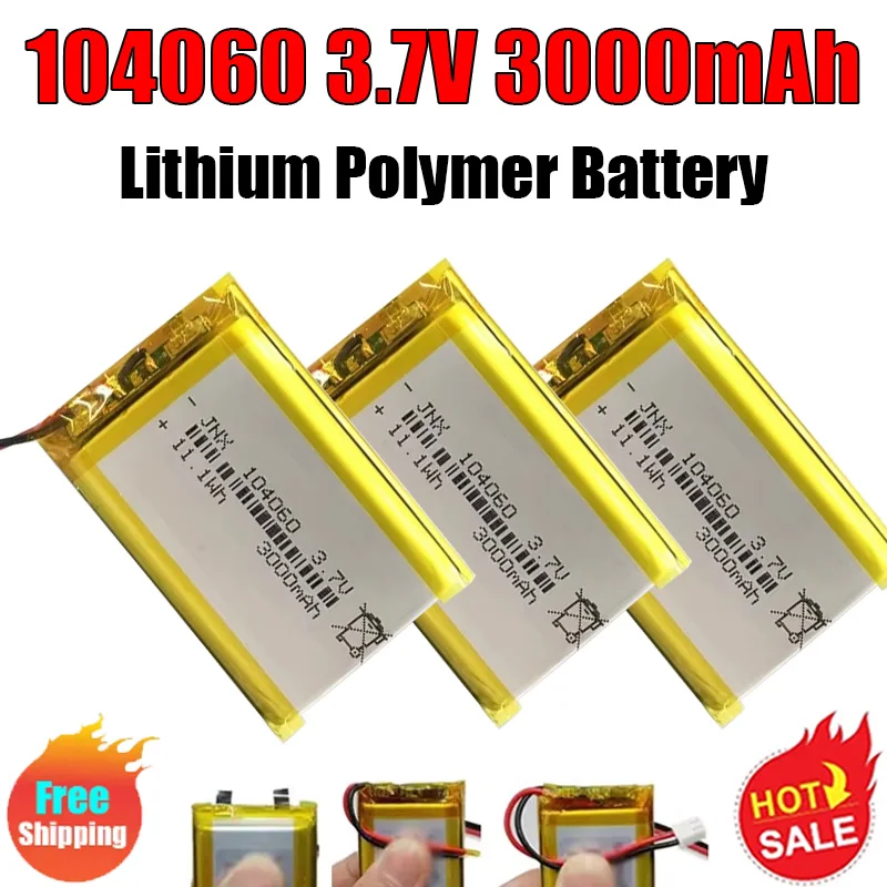 New 104060 3.7V 3000mAh Polymer Lithium Rechargeable Battery FOR Camera GPS Navigator MP5 DVR Bluetooth Speaker Player