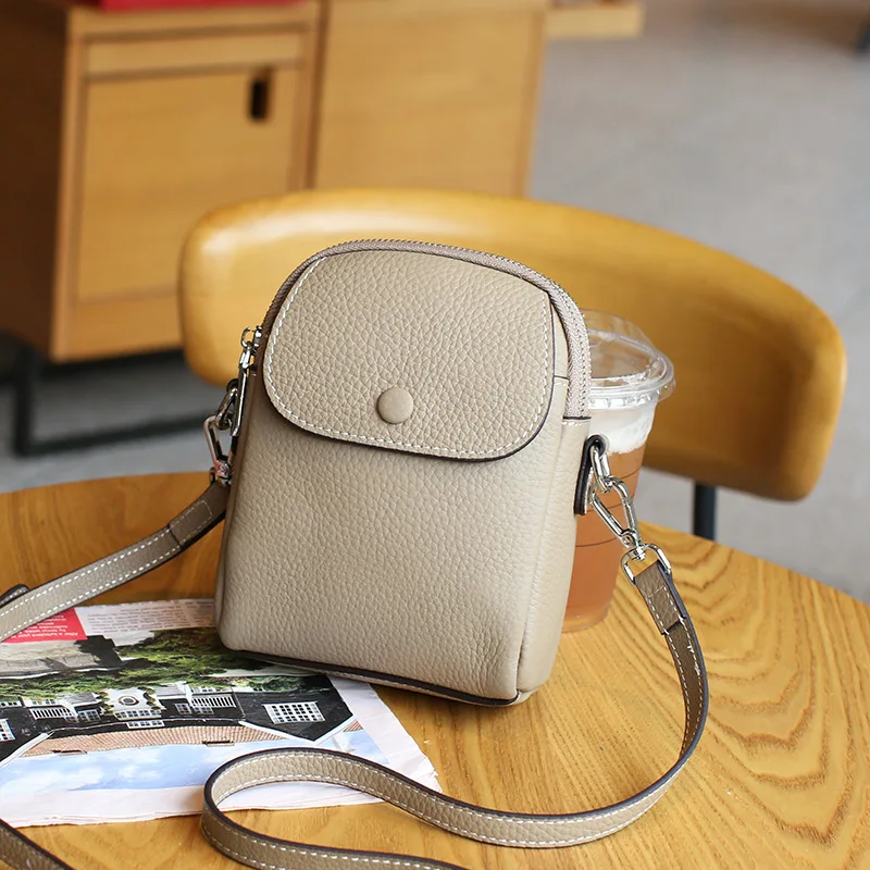 

New Style Genuine Leather Women's Top Layer Cowhide Mobile Phone Bag Elegant All-match Commuter Shoulder Crossbody Bag