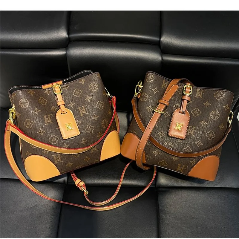 Toplaagse dameshandtassen, gemaakt van echthoekig bedrukt leer, trendy Wales, duurzame, lichtgewicht, zachte stijl