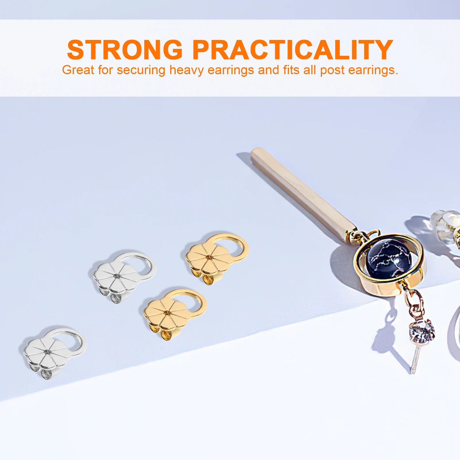 

4Pcs Metal Earring Backs Durable Secure Locking Backs for Pierced Ear Studs Replacement Jewelry Locking Earring Back