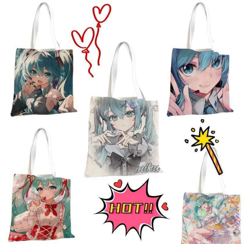 

Hatsune Miku Animation Peripheral Super Cute Canvas Shoulder Bag Student Pack Large Capacity Bag Birthday Gift