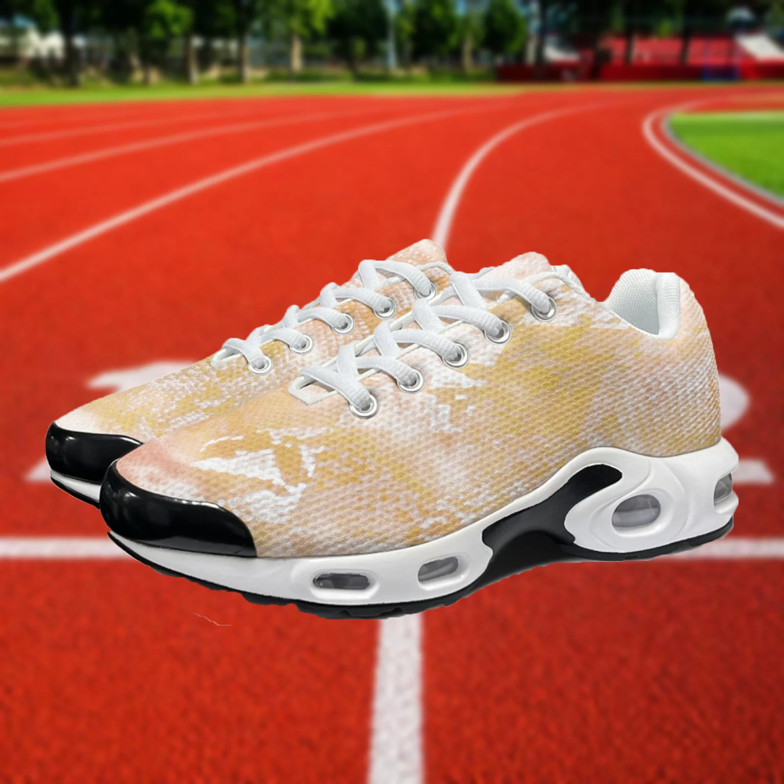XIXIRIMIDO Yellow Air-Cushioned Sneakers Women's Running Shoes Men's Commuter Shoe Lightweight Breathable Comfortable Soft 36-48