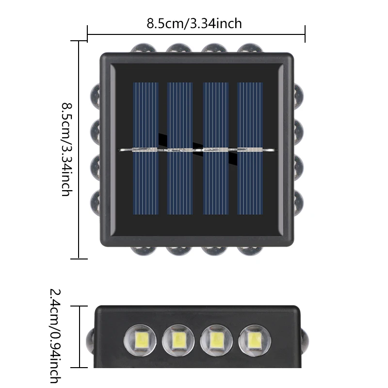 16 levou lâmpada solar, luz de parede ao ar livre, luz de quatro folhas, iluminação cerca, jardim, rua, varanda, pátio, camping