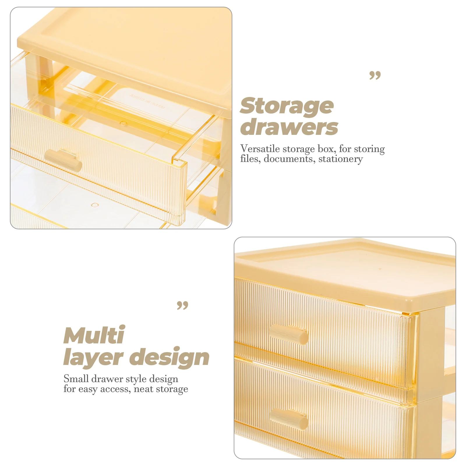 

Drawer Storage Box Plastic Desktop Organizer with Multiple Layers for Office Desk Stationery Files Storage Container with
