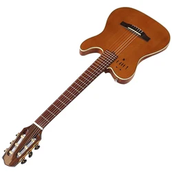 Full Hand-Made Silent Classic Guitar, Solid Red Cedar Wood Top, High Gloss Finish, 6 String Solid Okoume Wood, Thin Body