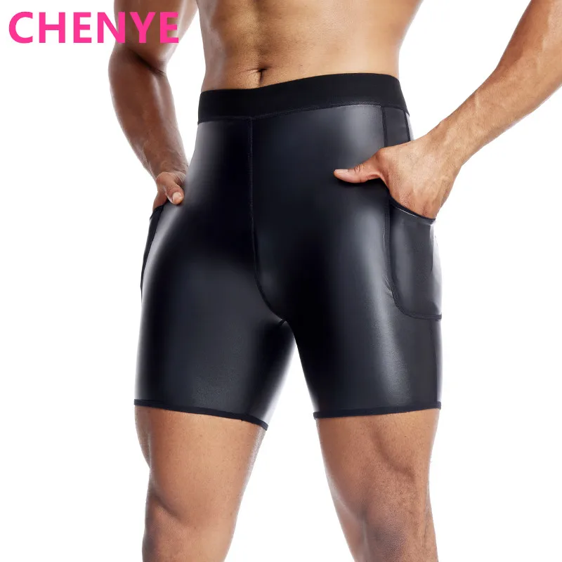 Moldeadores de cuerpo para hombre, pantalones de cuero delgados, entrenador de cintura, bragas elásticas de Control de cintura alta, pantalones