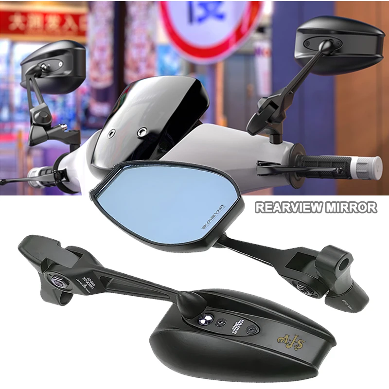 

2 pcs AOS4 Motorcycle Rearview Mirrors Lightweight Adjustable For AJS Motor YX-R CR3-125 Regal Raptor AJS LOGO A J S