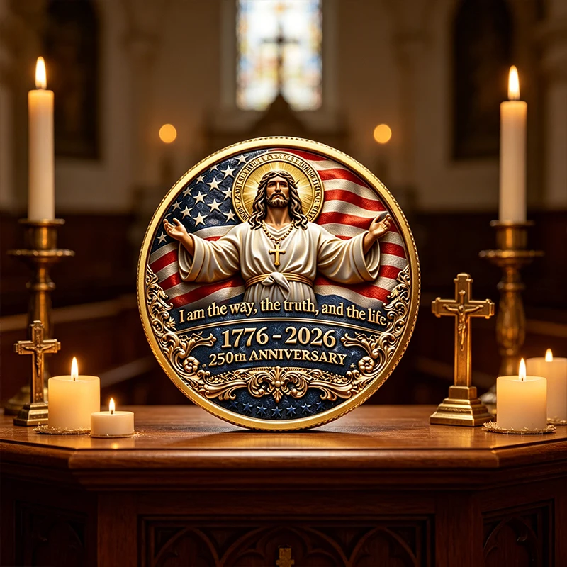Patriotic Christian 1776-2026 250th Anniversary Commemorative "In God We Trust" Challenge Coin