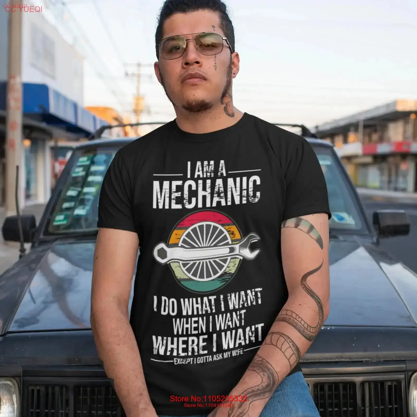 قمصان ميكانيكية مضحكة للرجال أنا أفعل ماذا تريده عندما أين باستثناء زوجتي، قميص مغسول عتيق للارتداء اليومي