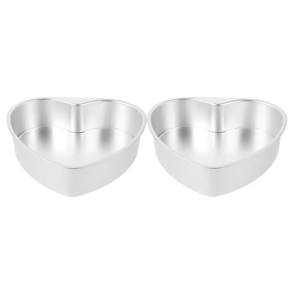 

2Pcs Heart Shaped Baking Pan 7 Inch Aluminum Cake Mold with Wide Edge Removable Bottom for Special Occasions Mini Cheesecakes