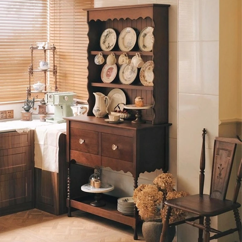 

Solid wood wall locker, tableware cabinet, side cabinet, retro home dining side cabinet, B & B hotel medieval style cabinet
