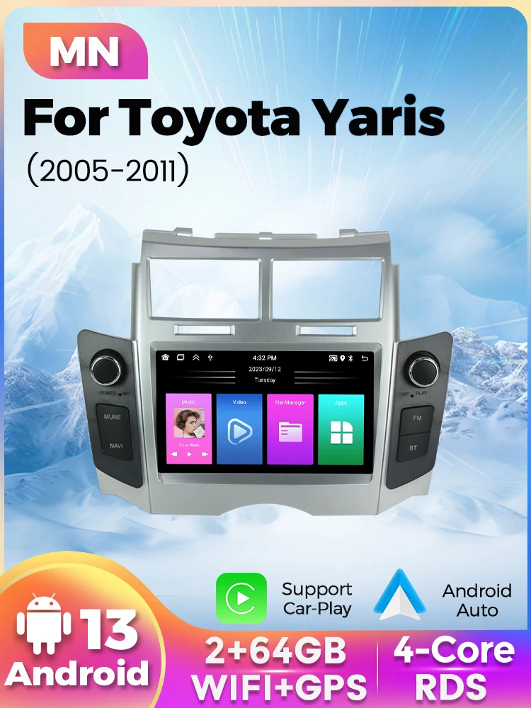 Auto Bildschirm Stereo intelligentes System für Toyota Yaris 2010 2012 2013-2016 Carplay Autoradio 2din Android BT WiFi intelligente systeme für autos carplay carplay für auto autoradio android auto