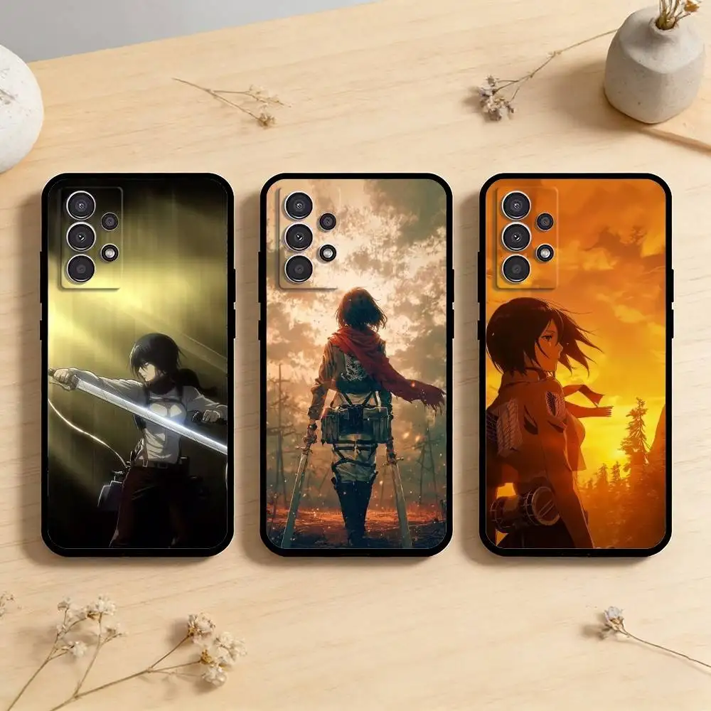 AAA M-Mikasa A-Ackerman Anime Art Phone Case For Samsung Galaxy A73,A72,A71,A70,A53,A52,A51,Others Soft Black Cover