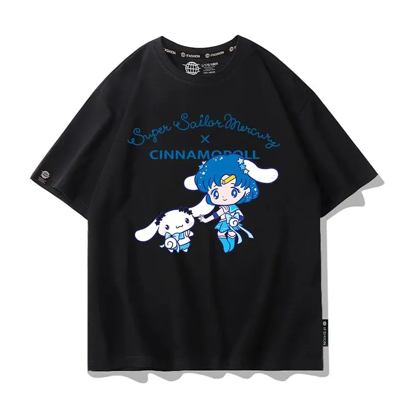 Sailor Moon Cinnamoroll Kuromi t-shirt a maniche corte Anime Cartoon Sanrio Summer Kuromi Melody vestiti a maniche corte