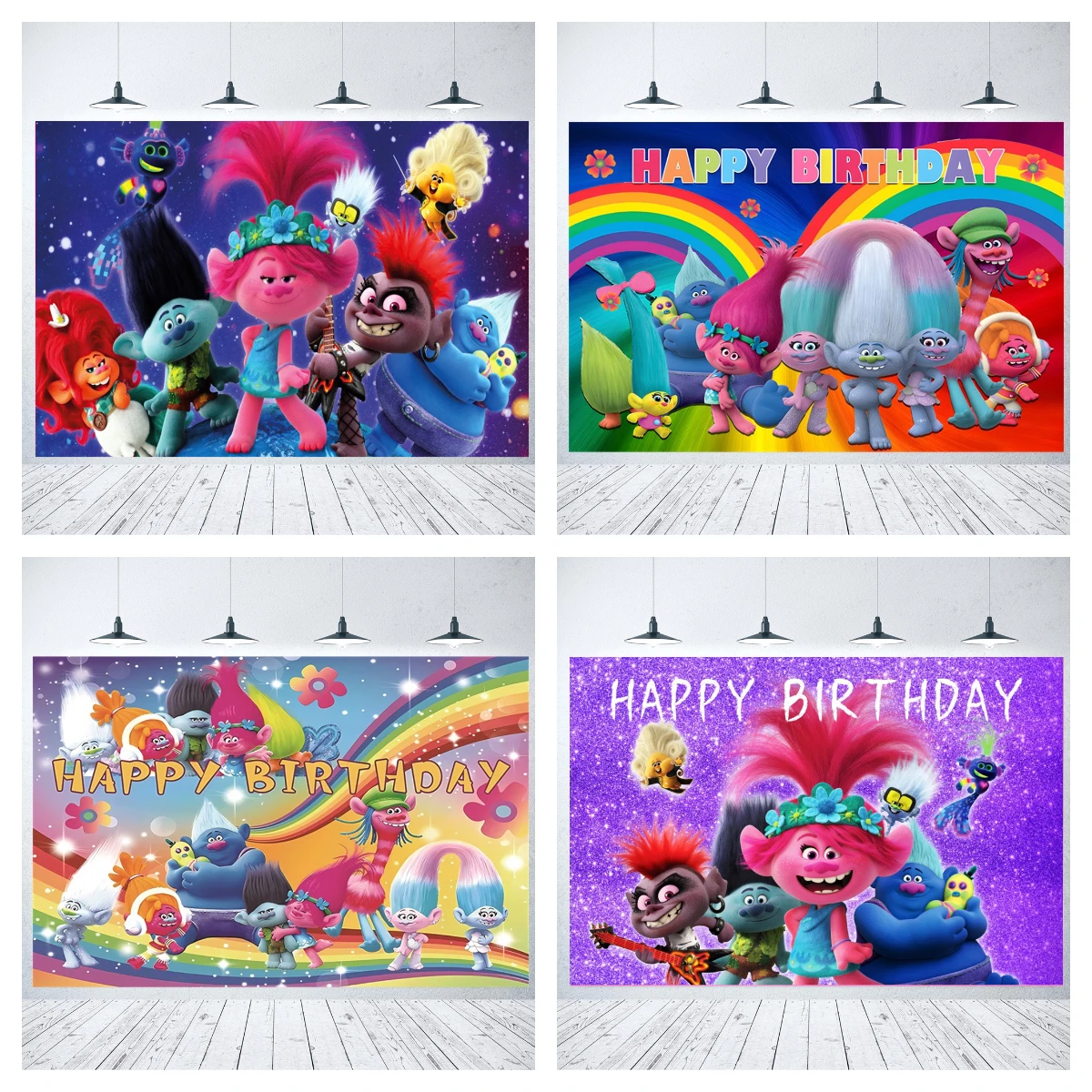 Hasbro Trolls Branch Poppy Background Photography Photo Backdrop Baby Shower Birthday Party Supplies Stage Props Banner Poster