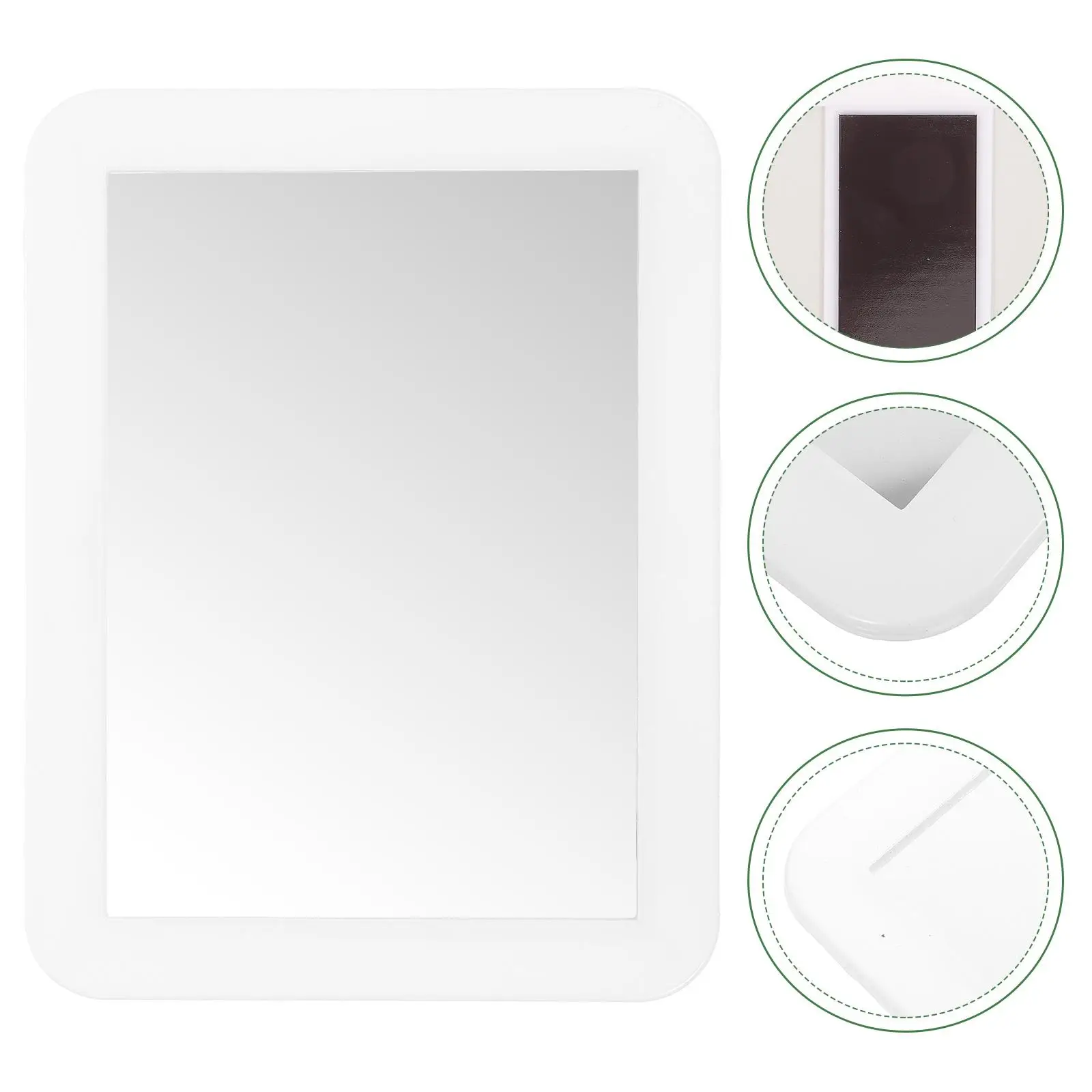 Plastic Magnetic Makeup Mirror Rectangular White Attach Iron Cabinet Locker Vanity Desk Bedroom Office Small Mirrors