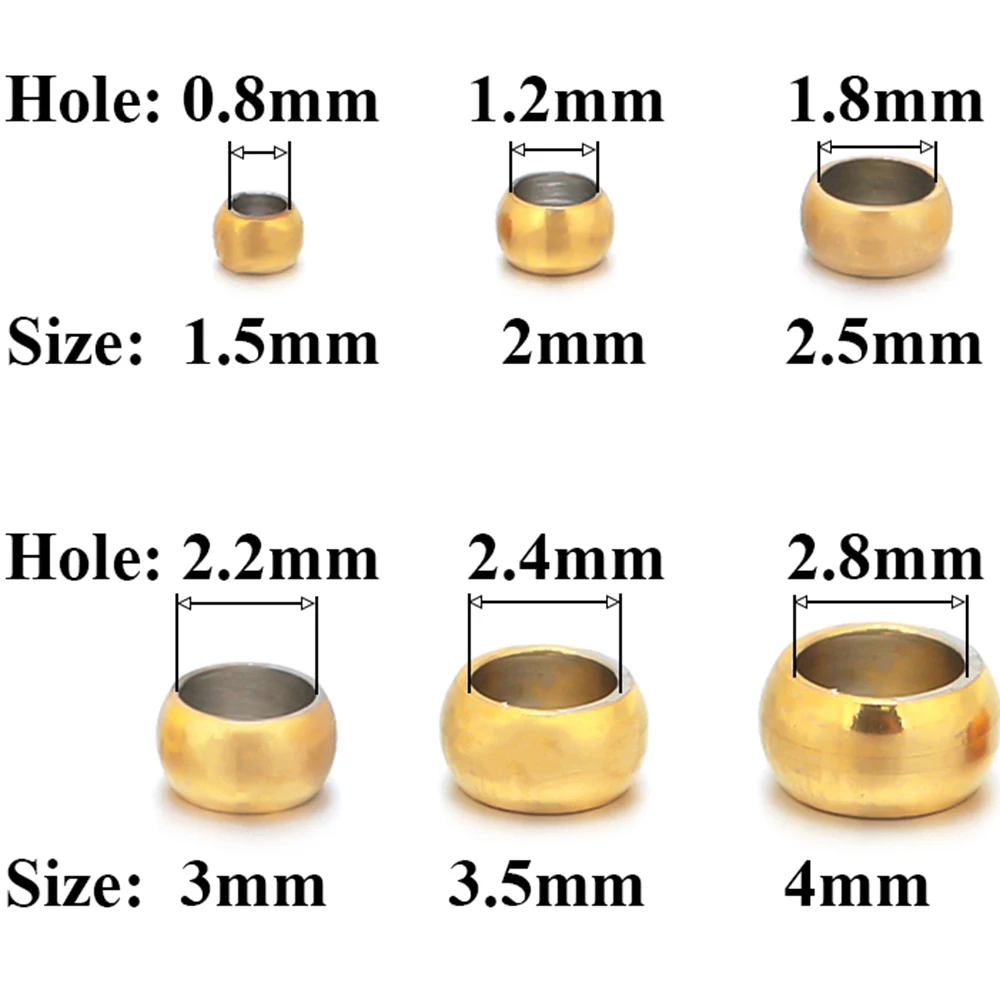 100pcs Stainless Steel Dia1.5/2/2.5/3/3.5/4mm Positioning Spacer Beads Ball Stopper Crimp End Bead for DIY Jewelry Making Crafts
