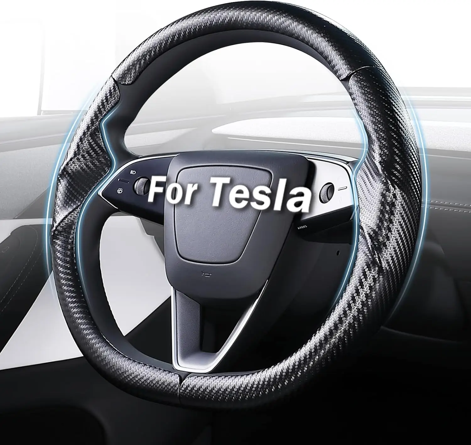 

Anti-Slip Steering Wheel Cover for Tesla Model 3/Y, Comfortable Grip, Breathable Matte Black Accessory