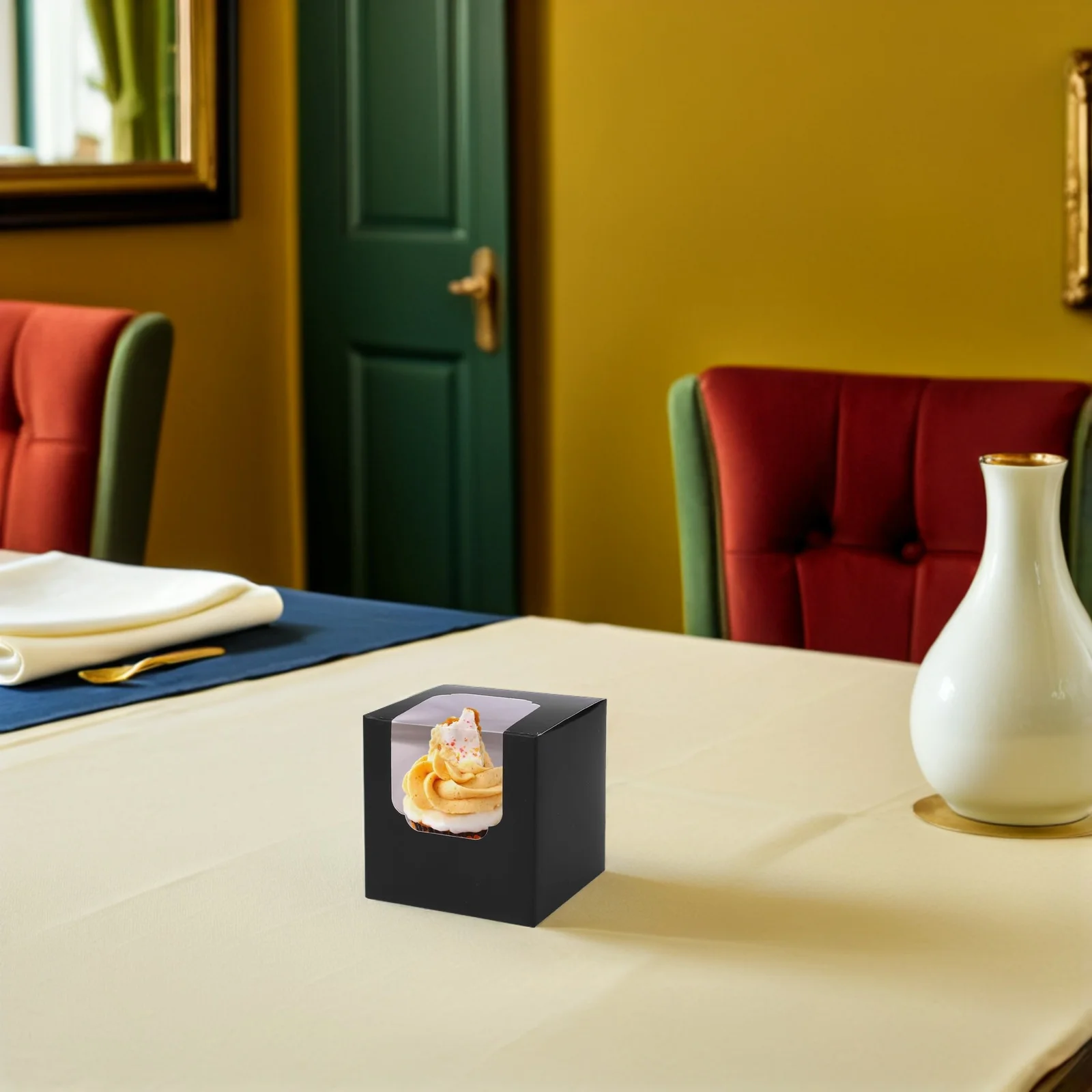 

25Pcs Single Cupcake Box Kraft Paper Brown Mini Cupcake Carrier Individual Brownie Containers Bakery Takeout Dessert Packaging