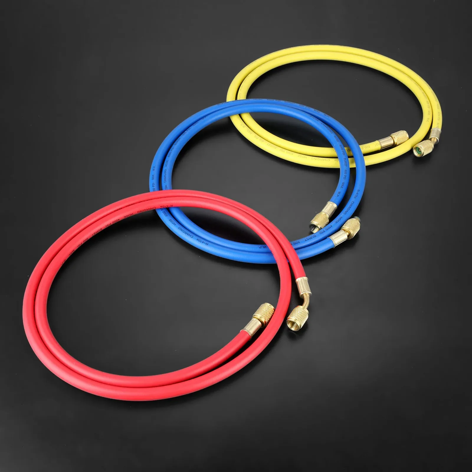 

3Pcs R410A AC Charging Applicable Refrigerant Hose Rubber Tube Brass Connector 1/4" SAE Male and Female for Car Air Conditioning