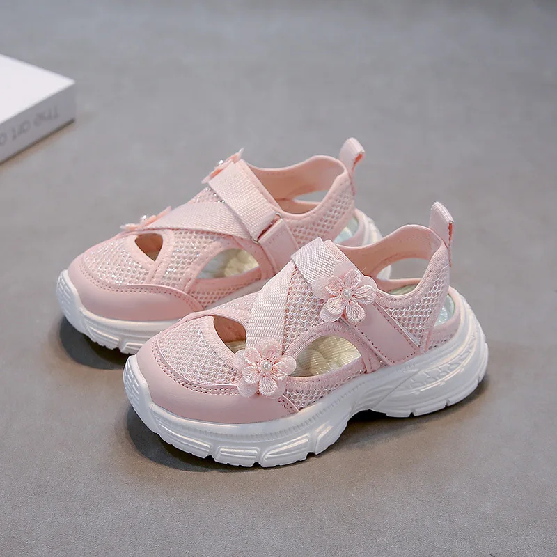 

Летние сандалии, новая модная простая обувь для девочек, нескользящая мягкая удобная пляжная повседневная обувь, дышащая универсальная простая спортивная обувь