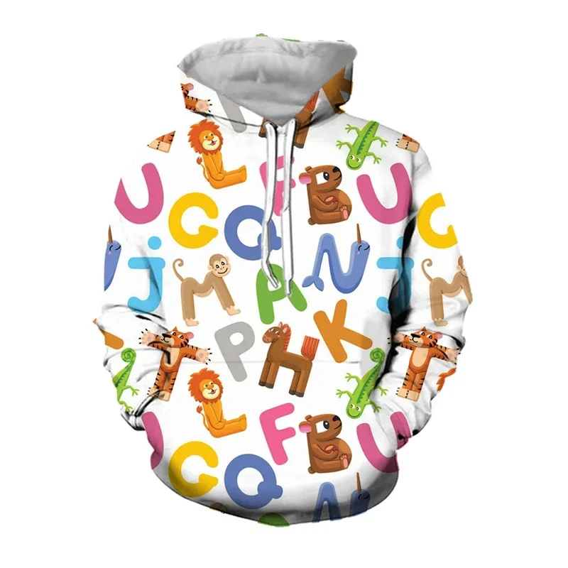 

2025 New Fun Cartoon Animal Letter Pattern Sportswear Hip Hop Fashion Y2K Men's Hoodie Casual Street Men's Hoodie