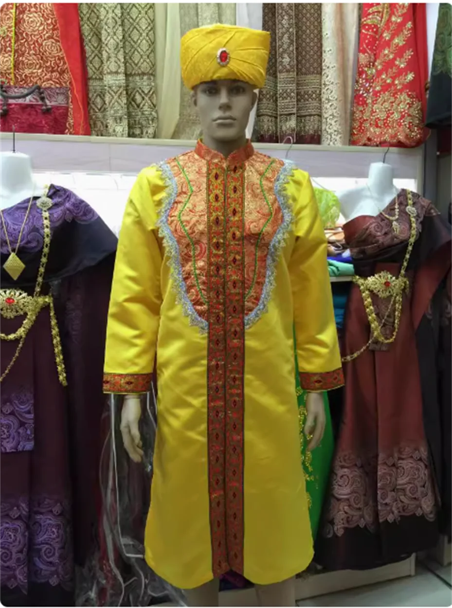 

Indian traditional clothing - men's standing collar long sleeved gown, long robe with toe cap included