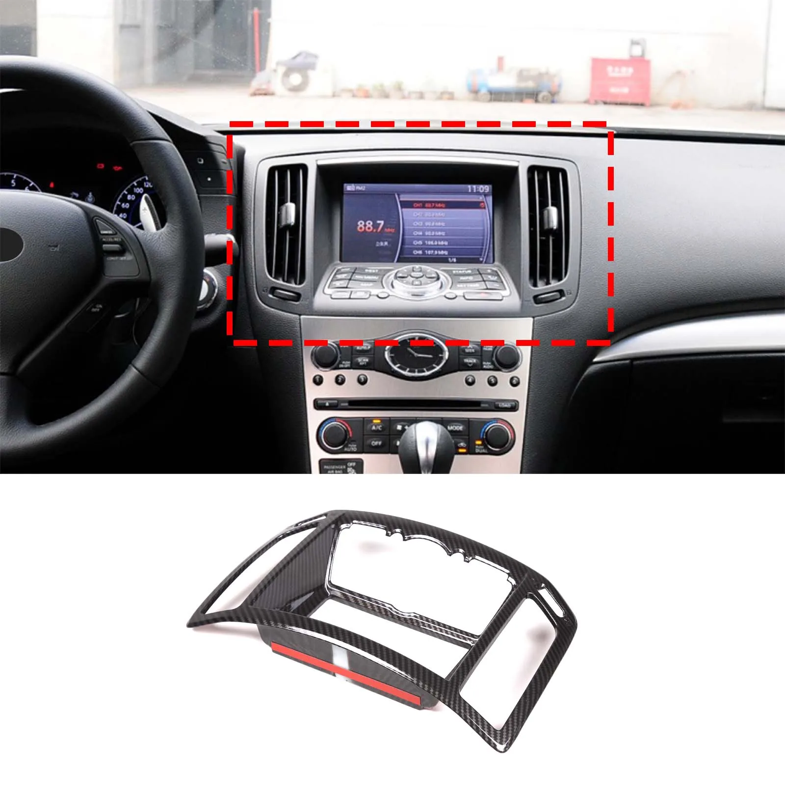 

For 2007-2013 Infiniti G25 G35 G37 ABS Car Center Console Navigation Adjustment Panel Air Outlet Frame Trim Sticker Accessories